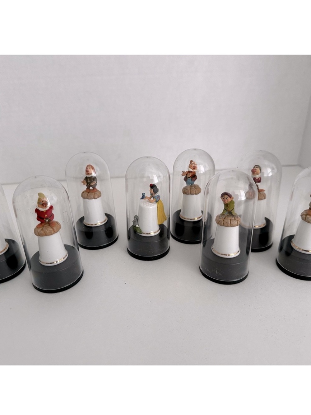 Snow White and Seven Dwarfs Set of 8 Miniature Dome Thimbles